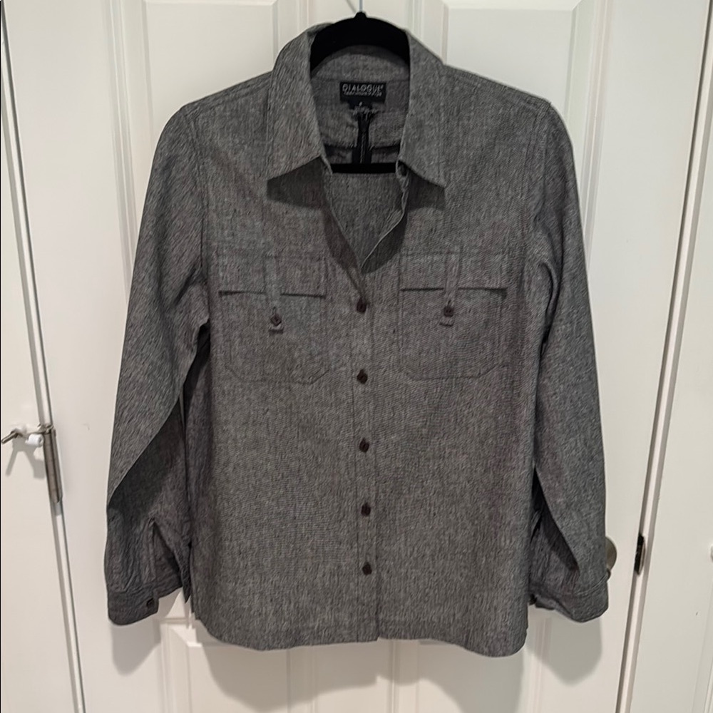 Dialogue 2 Piece Linen Blend Shirt/Tank top Set Size 8